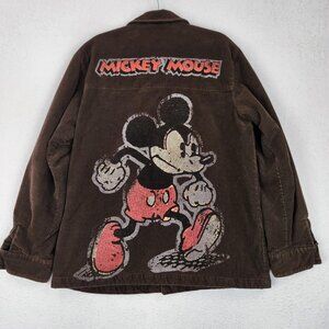 Mickey Mouse Disney Store Jacket Mens Large Brown Corduroy Vintage 90s Blazer